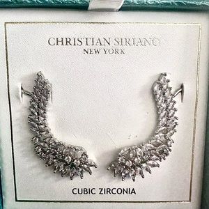 Christian Siriano - Silver Crystal Statement Ear Climbers